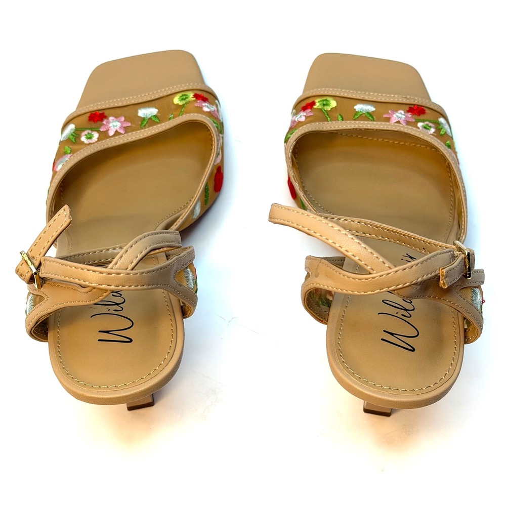 Wild Pair Erynn Dress Embroidered High Heel Sandals Size 9.5M Floral Nude NWT - Picture 8 of 10